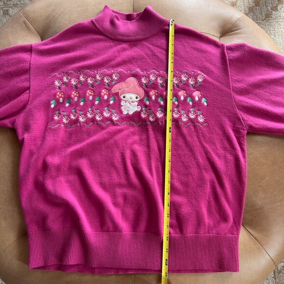 Hello Kitty & Friends Pink Embroidered Mushroom Floral Sweater LG Turtleneck - Picture 11 of 15